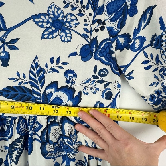 Big Girl’s Junior Blue Floral Dress Ruffles Size 13/14 Preppy Church Modest XL - Picture 6 of 7